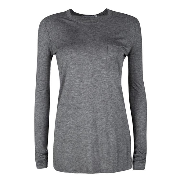 T By Alexander Wang Long Sleeve T-shirt Grey XS - Picture 1 of 4